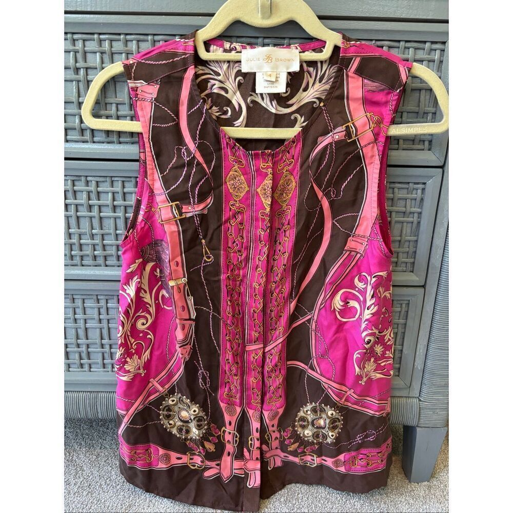 NWOT Julie Brown silk sleeveless blouse, Sz 4, $275 D3